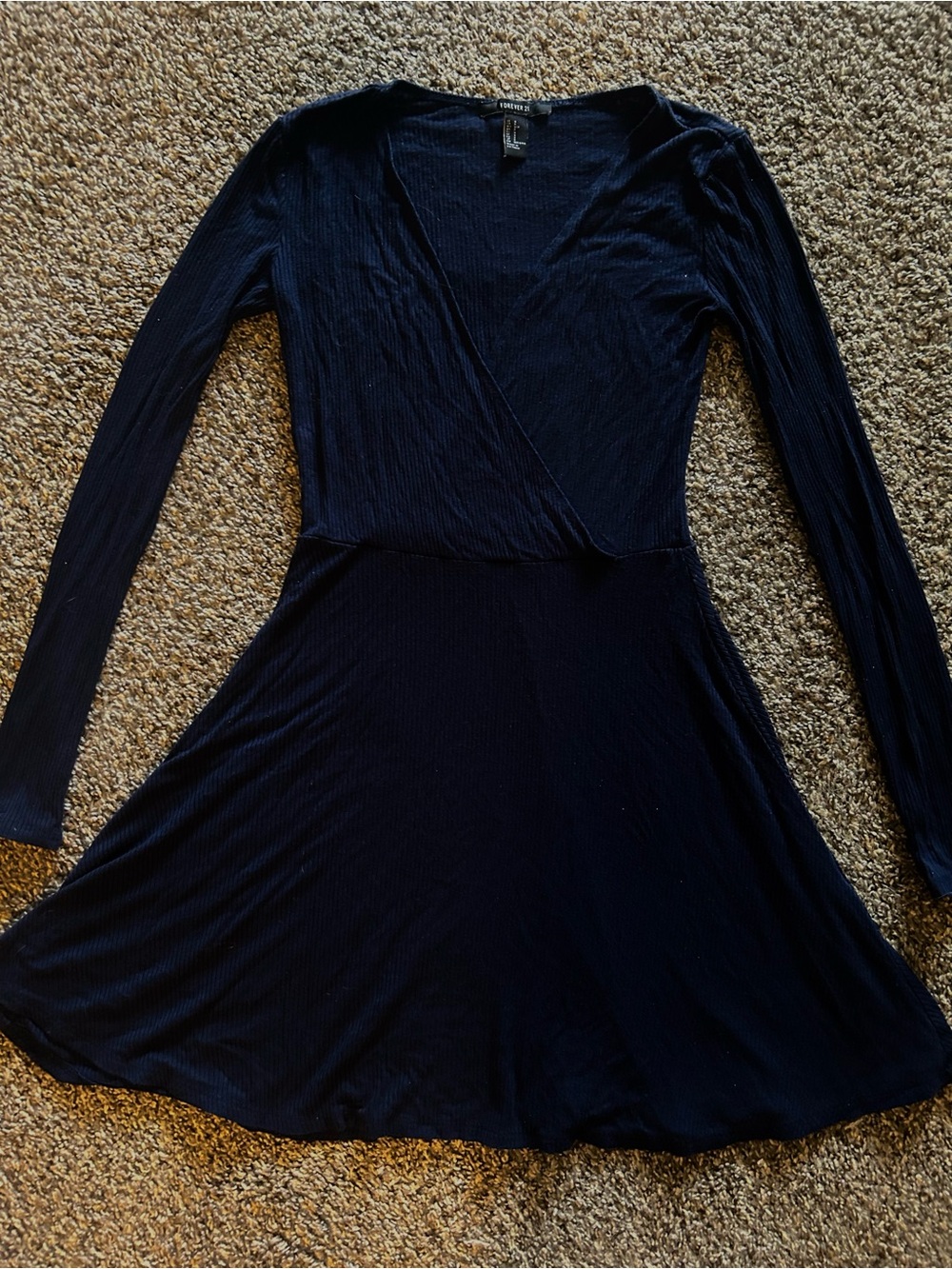 Long Sleeve Navy Wrap Sweater  Dress